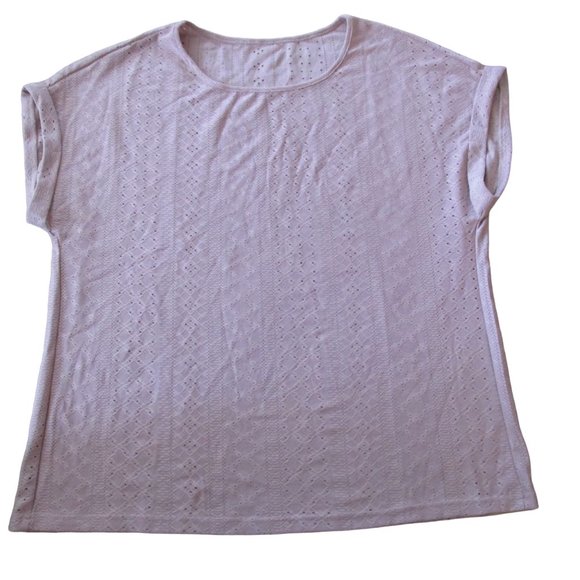Pullover Blouse Womens Large Pink Mauve Short Sleeve Crew Neck Shirt‎ Top - Picture 1 of 5
